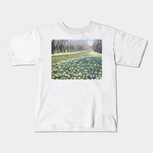 Yellow Daffodils in Nowton Park Painting Kids T-Shirt